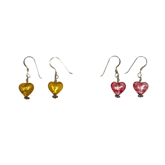Jewelry - BOGO: Heart-Shaped Gold and Pink Earrings